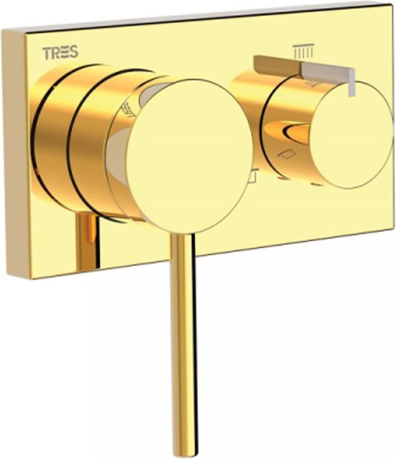 Tres Regendouche set 3V | Inbouw | Mengkraan | 3-weg | Rond | 24k Goud glans - Foto 3