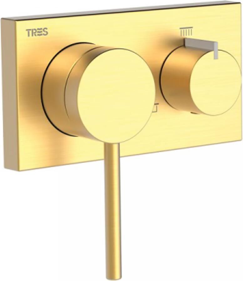 Tres Regendouche set 3V | Inbouw | Mengkraan | 3-weg | Rond | 24k Goud mat - Foto 3