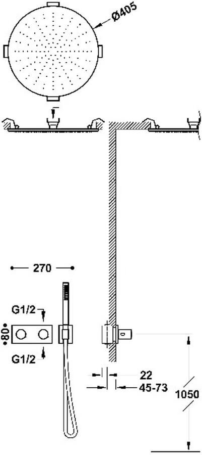 Tres Regendouche set B-System | Inbouw | Thermostaatkraan | 2-weg | Rechthoekig | Zwart mat