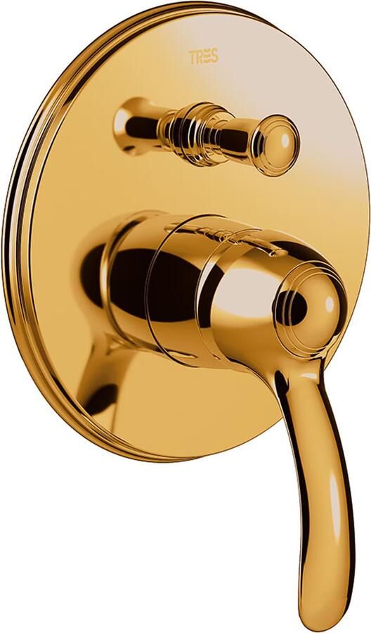 Tres Regendouche set Clasic | Inbouw | Mengkraan | 2-weg | Vintage | 24k Goud glans - Foto 2