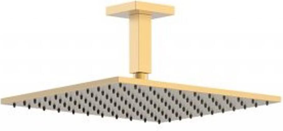 Tres Regendouche set Cuadro | Inbouw | Mengkraan | 2-weg | Vierkant | 24k Goud mat