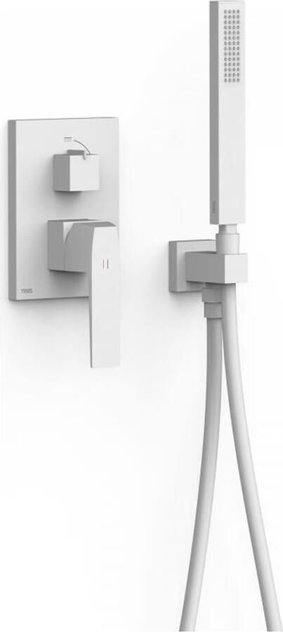 Tres Regendouche set Slim | Inbouw | Mengkraan | 2-weg | Vierkant | Wit mat - Foto 2
