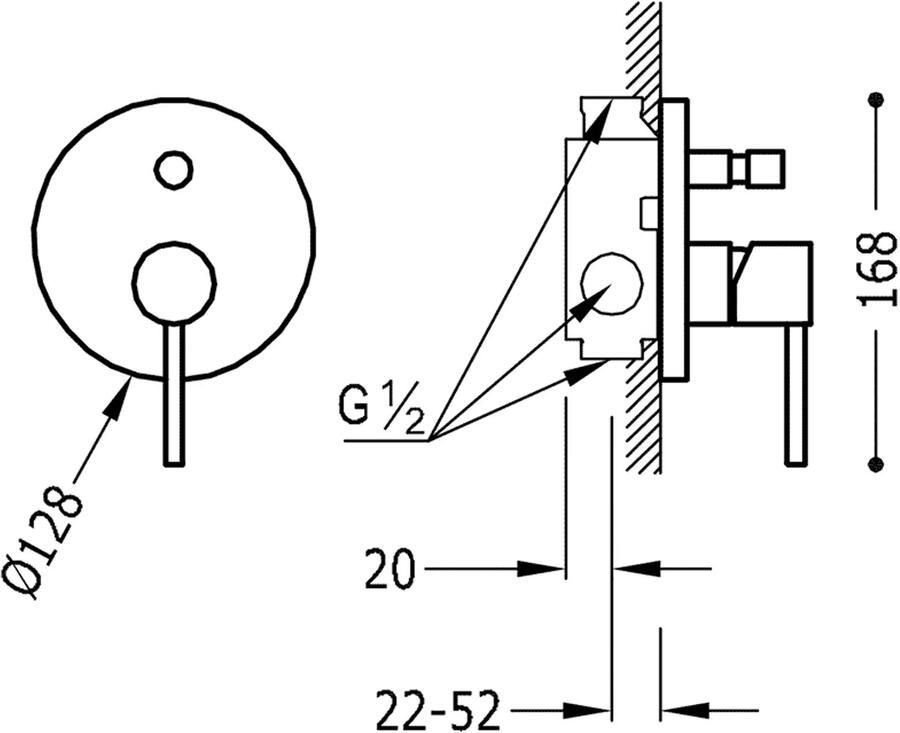 Tres Regendoucheset Inbouw Study Exclusive Rond 38 cm Met Plafonddouche en Handdoucheset met Staafhanddouche en Rapid Box Mat Wit
