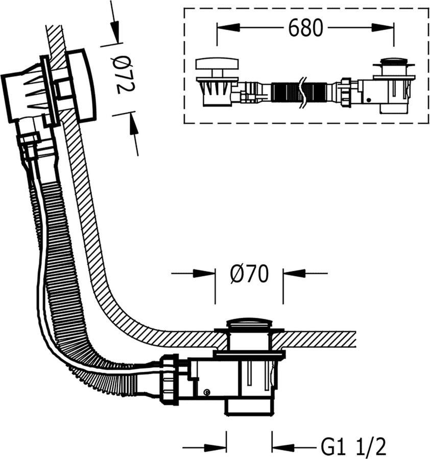 Tres Complementos Afvoerplug automatische met overloop Ø 43 mm 13453410