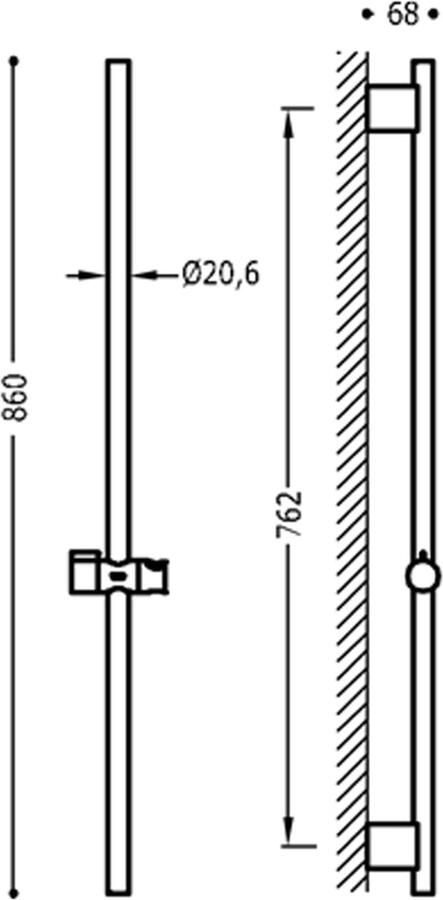 Tres Selection glijstang 76 cm rond chroom