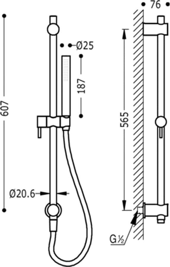 Tres Selection glijstang set 57 cm rond chroom