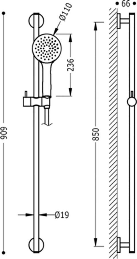 Tres Selection glijstang set 85 cm rond chroom