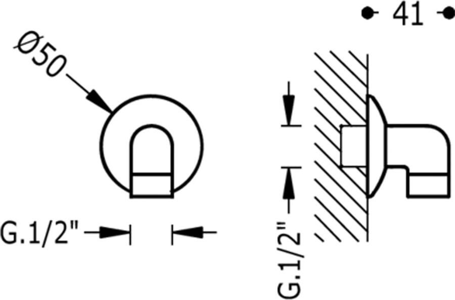 Tres Barras Y Ducha Wall elbow adapter for shower hose Connection 1 2" 134873