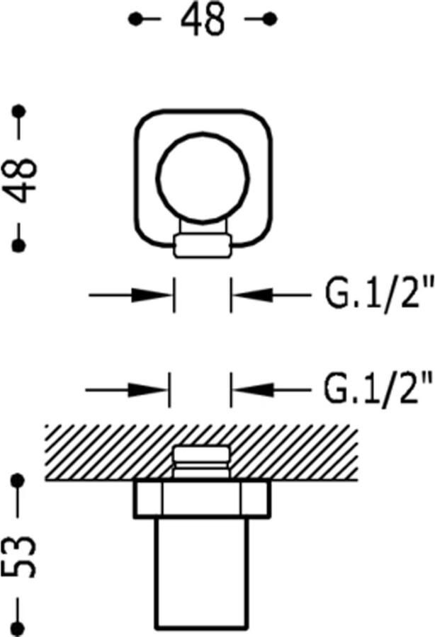 Tres Selection wand aansluiting doucheslang inbouw rond chroom