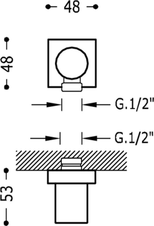 Tres Selection wand aansluiting doucheslang inbouw rond chroom