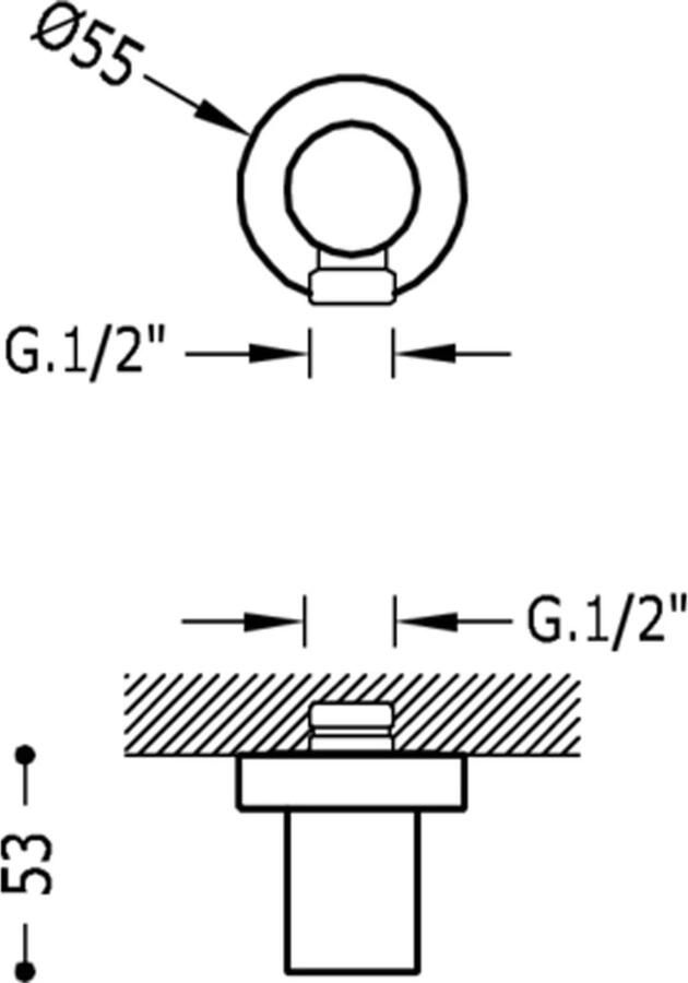 Tres Selection wand aansluiting doucheslang inbouw rond chroom