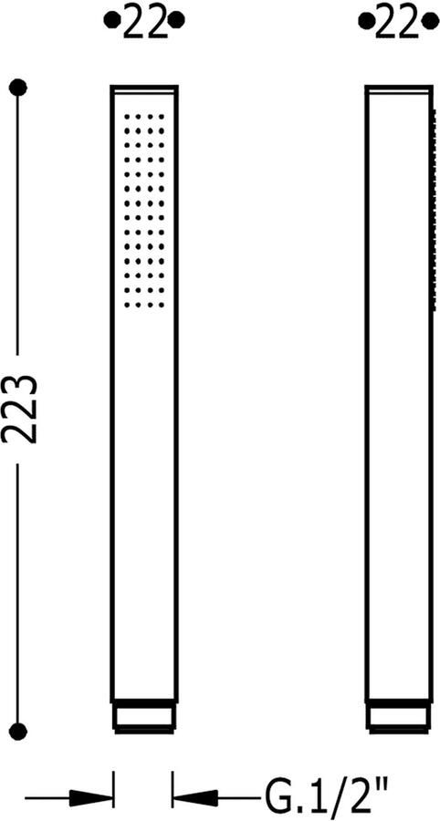 Tres Staafhanddouche Cuadro | 1 Stand | Vierkant | Wit mat
