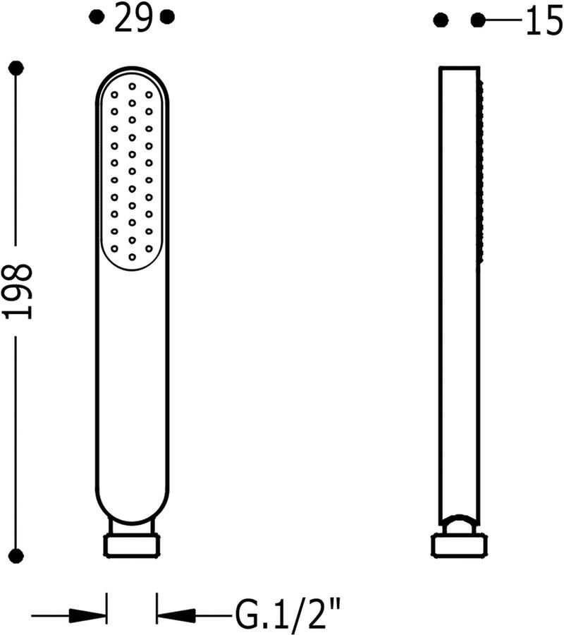 Tres Handdouche Antikalk 1.5x2.9x19.8 cm Afgerond Mat Zwart