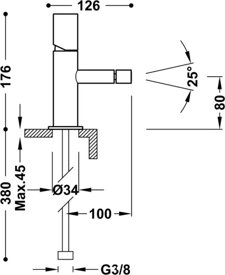 Tres Study bidet mengkraan met knop opbouw rond 24k Rose goud