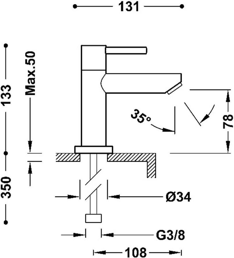 Tres Wastafelkraan Base | Opbouw | Mengkraan | Laag model | 1-hendel | Chroom