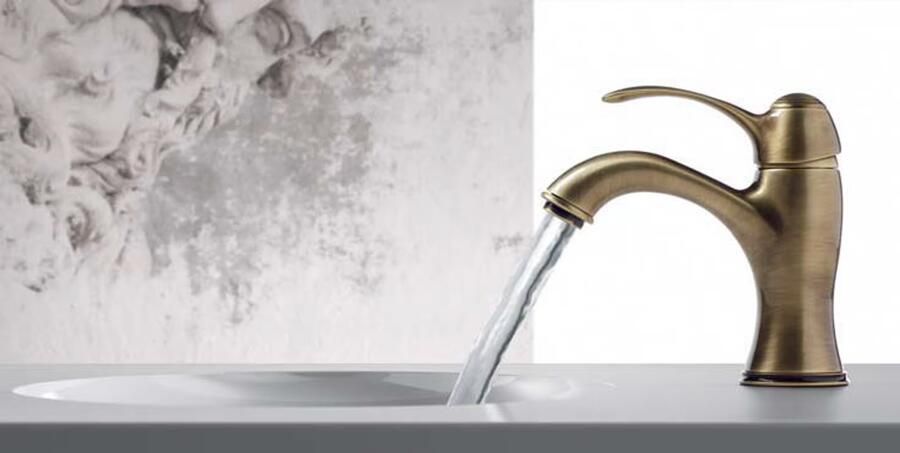 Tres Wastafelkraan Clasic | Opbouw | Mengkraan | Standaard model | 1-hendel | Vintage | Messing oud - Foto 2