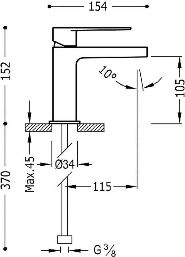 Tres Wastafelkraan Classic | Opbouw | Mengkraan | Standaard model | 1-hendel | Chroom