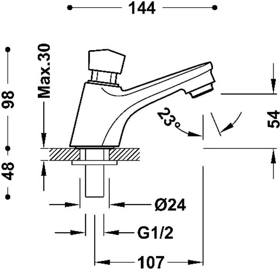 Tres Wastafelkraan Colectividades | Opbouw | Mengkraan | Standaard model | 1-hendel | Chroom