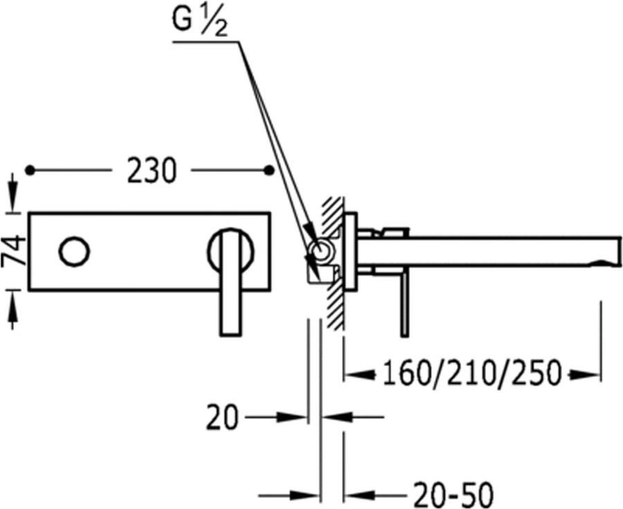 Tres Wastafelkraan Lex | Inbouw | Mengkraan | Incl.Inbouwdeel | Rond | Chroom
