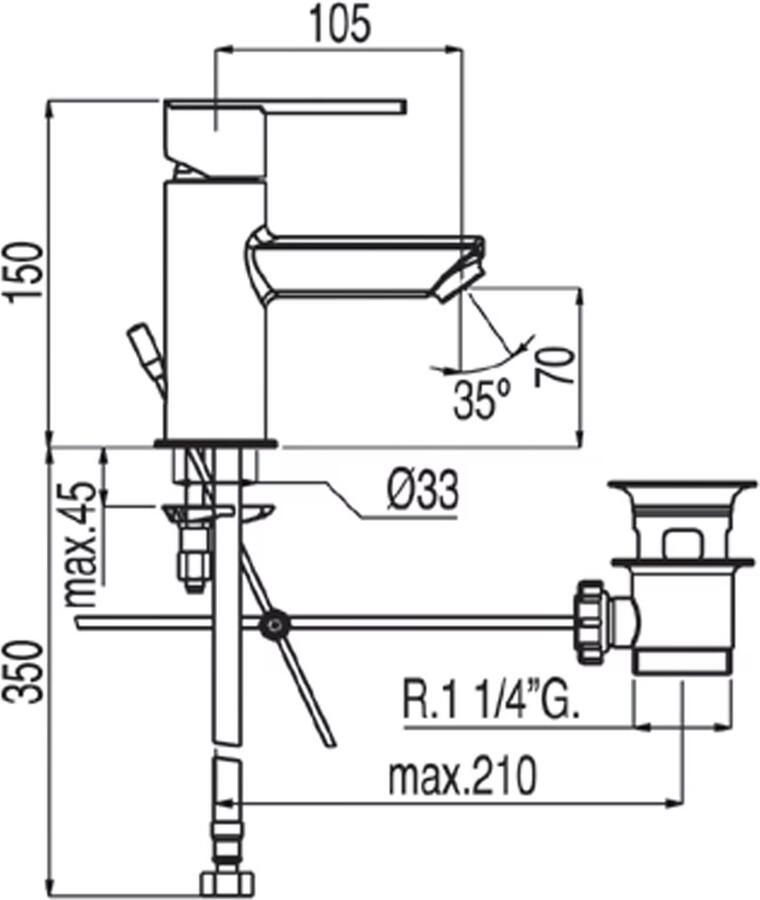 Tres Wastafelkraan Lex | Opbouw | Mengkraan | Standaard model | 1-hendel | Rond | Chroom