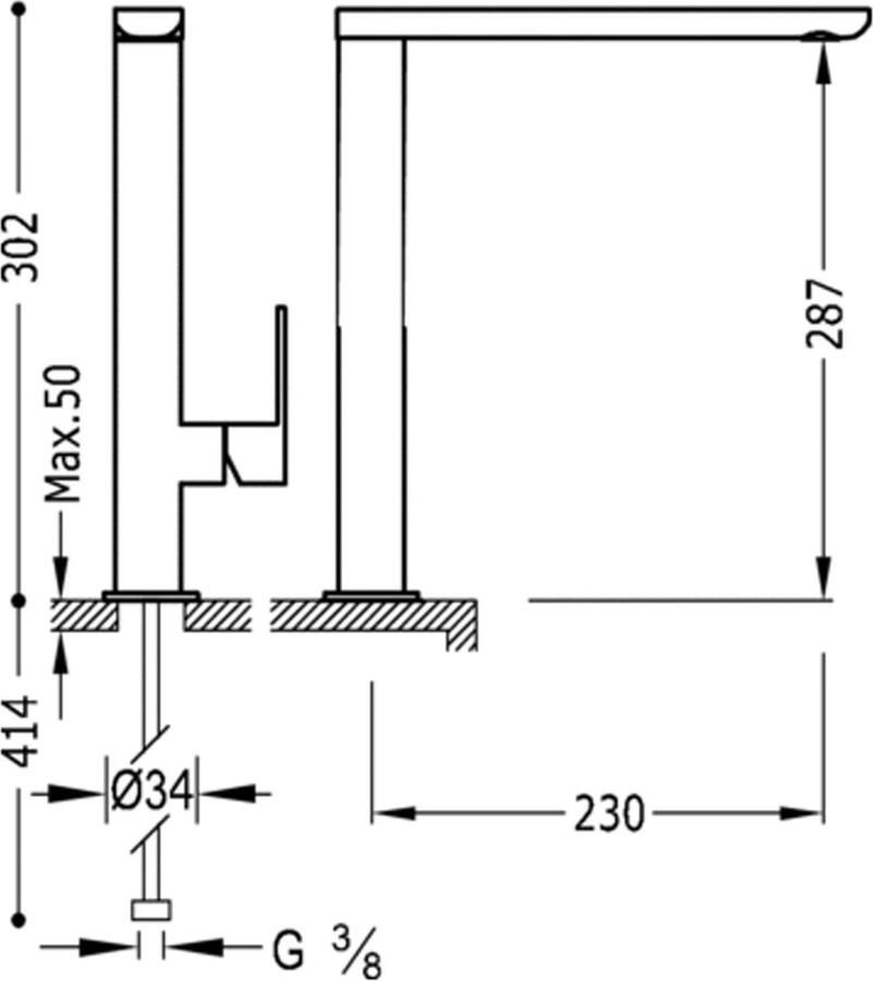 Tres Wastafelkraan Loft | Opbouw | Draaibare uitloop | Mengkraan | Hoog model | 1-hendel | Rond | Wit mat