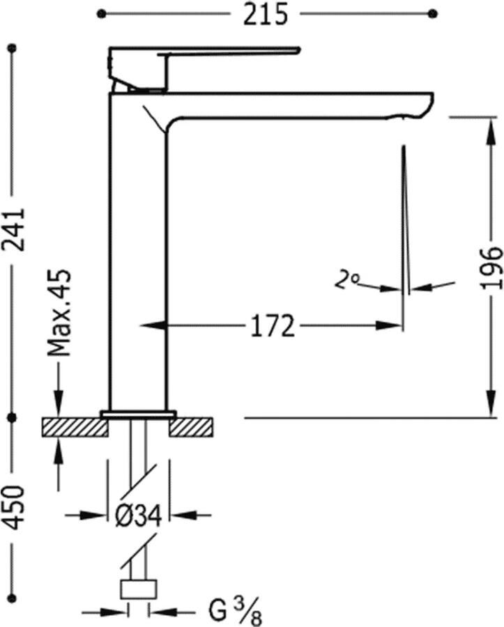 Tres Wastafelkraan Loft | Opbouw | Mengkraan | Hoog model | 1-hendel | Rond | 24k Goud glans