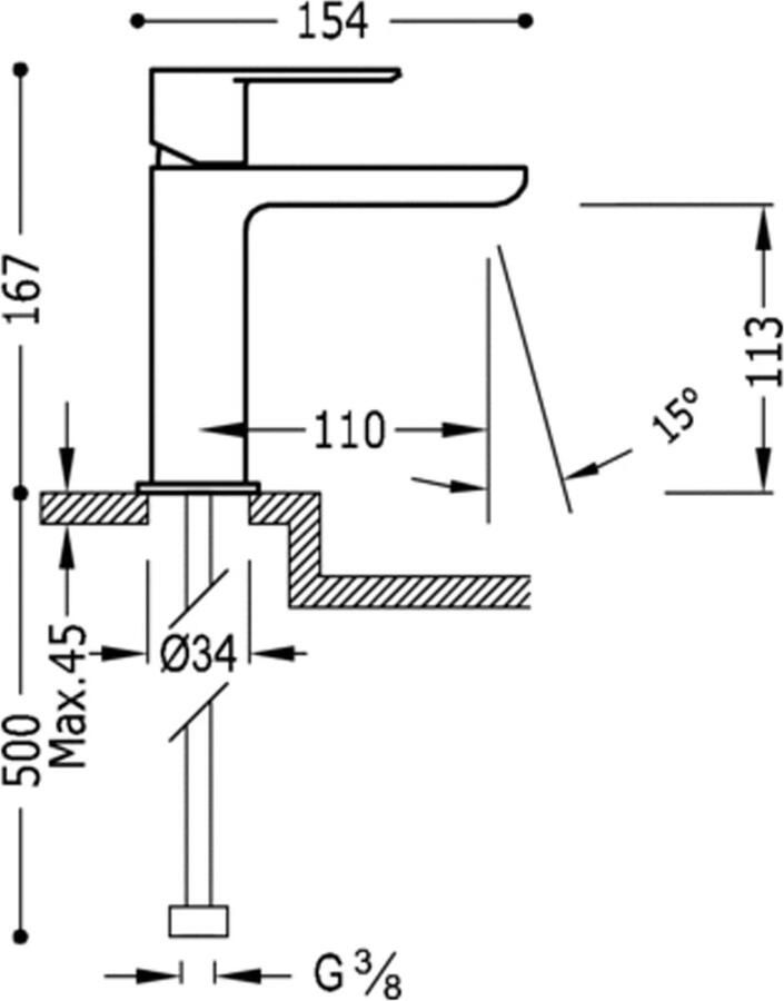 Tres Wastafelkraan Loft | Opbouw | Mengkraan | Standaard model | 1-hendel | Rond | Zwart chroom