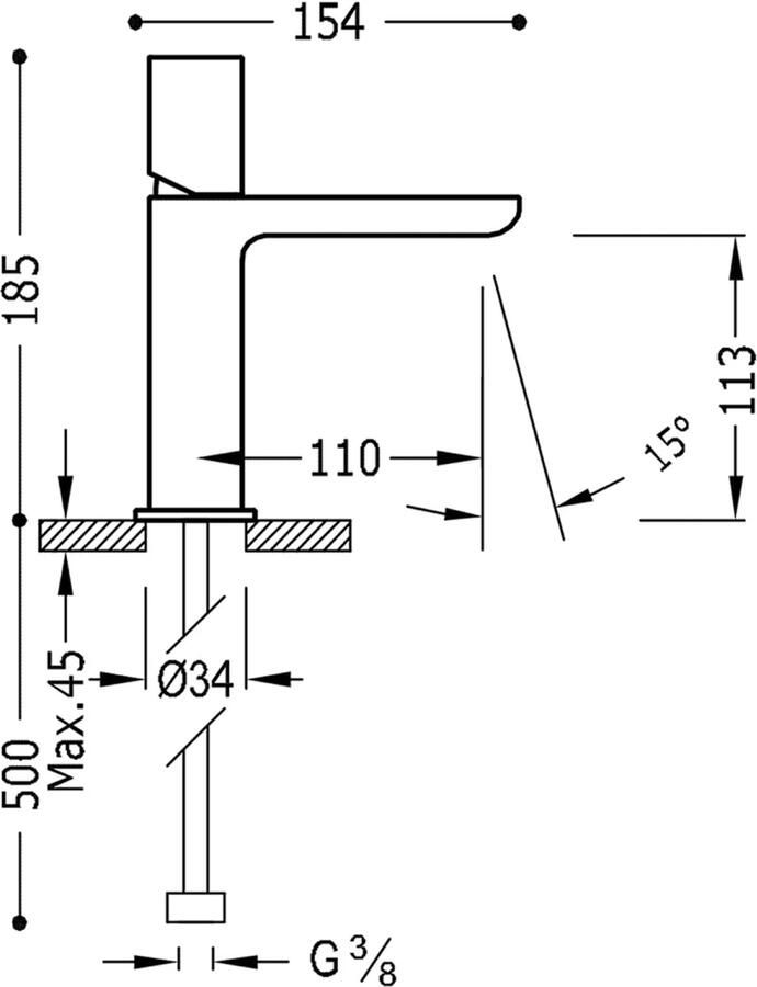 Tres Wastafelkraan Loft | Opbouw | Mengkraan | Standaard model | 1-knop | Rond | 24k Goud glans
