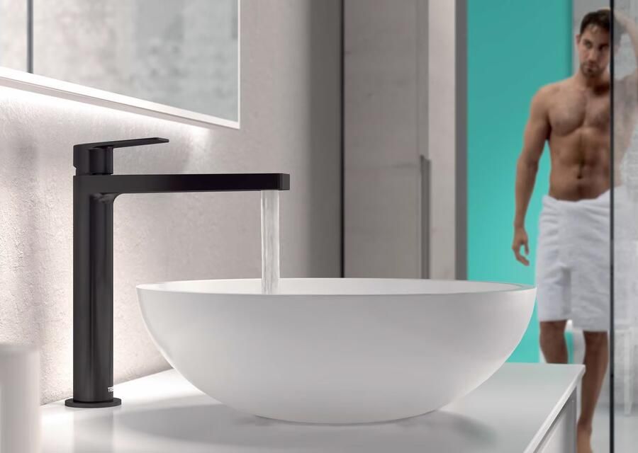 Tres Wastafelkraan Project | Opbouw | Mengkraan | Hoog model | 1-hendel | Rond | Zwart mat - Foto 2