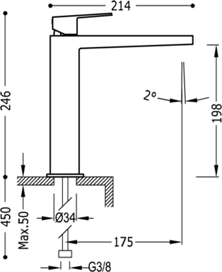Tres Wastafelkraan Project | Opbouw | Mengkraan | Hoog model | 1-hendel | Rond | Zwart mat