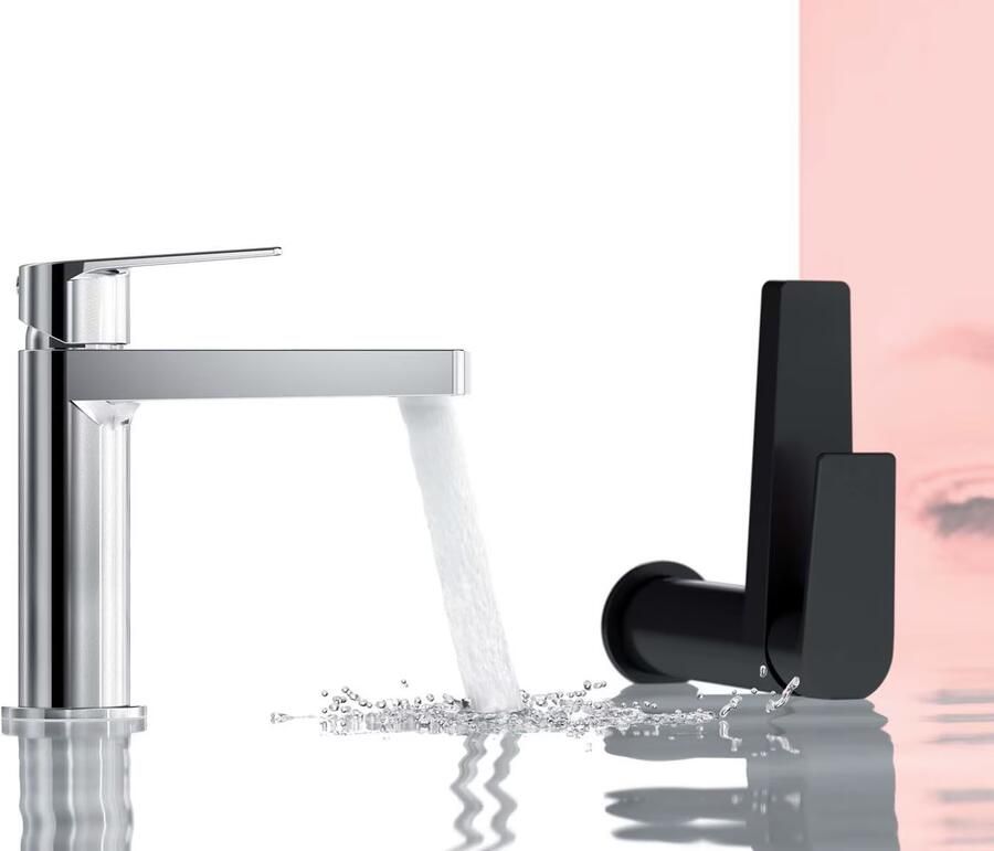 Tres Wastafelkraan Project | Opbouw | Mengkraan | Standaard model | 1-hendel | Rond | Zwart mat - Foto 2