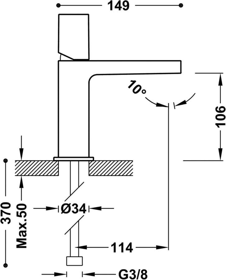 Tres Wastafelkraan Project | Opbouw | Mengkraan | Standaard model | 1-knop | Rond | Black metal