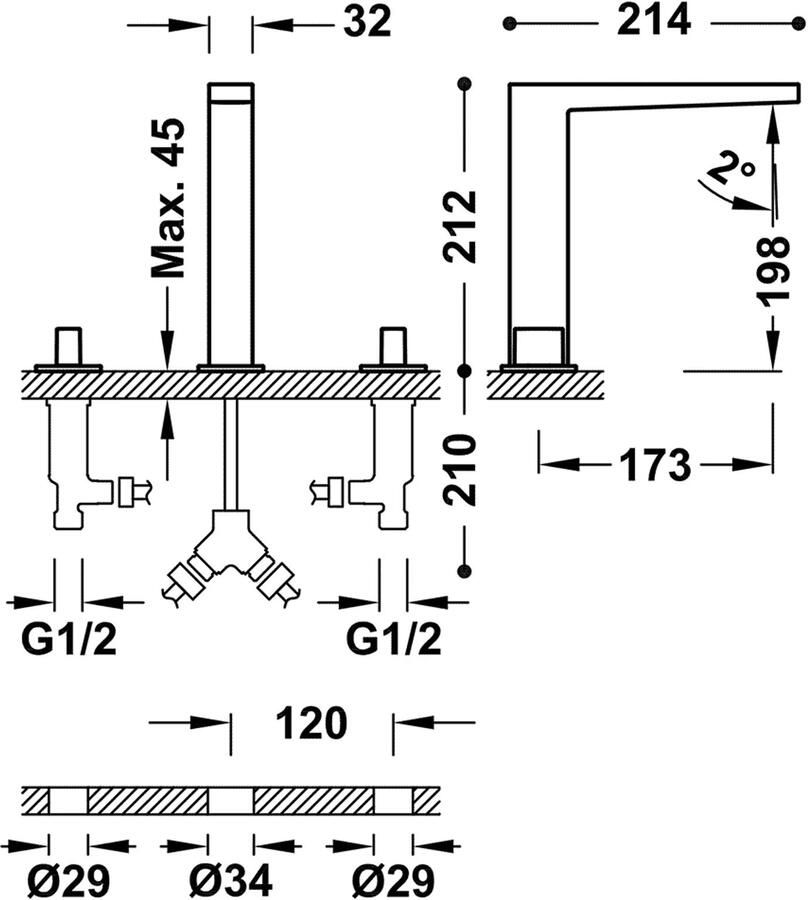 Tres Wastafelkraan Slim | Opbouw | Mengkraan | Hoog model | 2-knops | Vierkant | Wit mat