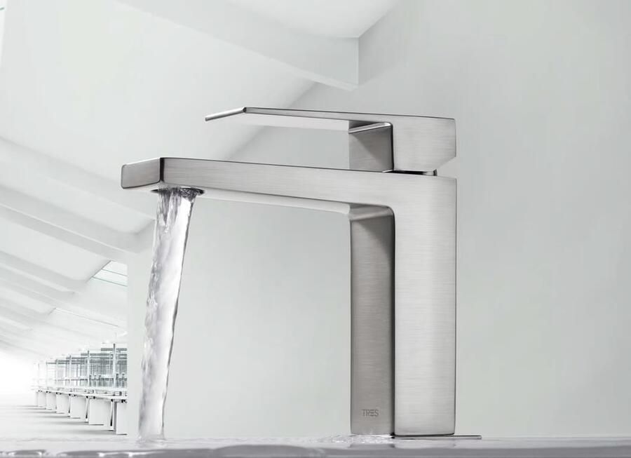 Tres Wastafelkraan Slim | Opbouw | Mengkraan | Standaard model | 1-hendel | Vierkant | RVS look - Foto 3