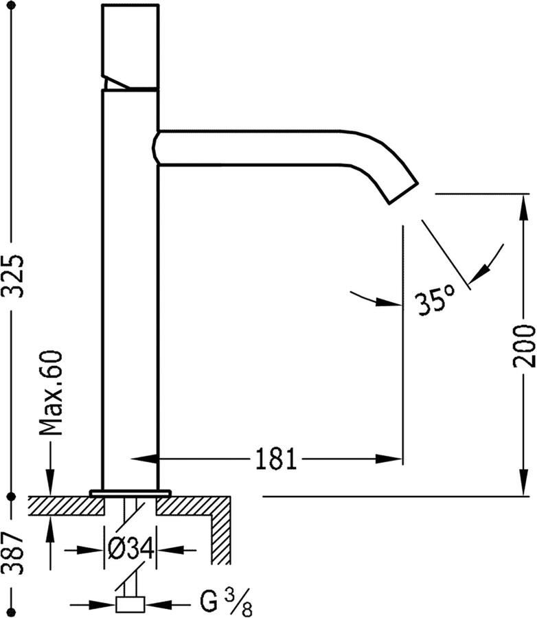 Tres Wastafelkraan Study | Opbouw | Mengkraan | Hoog model | 1-knop | Rond | 24k Goud glans