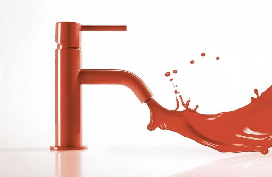 Tres Wastafelkraan Study | Opbouw | Mengkraan | Standaard model | 1-hendel | Rond | Rood - Foto 2