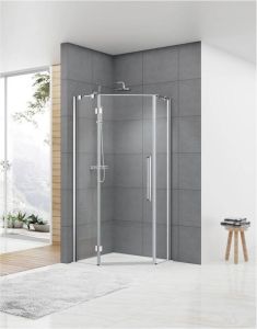 Van Rijn Products Van Rijn ST05 vijfhoek cabine 100x100x200 cm breedte deur: 63.6 cm helder glas 8mm chroom
