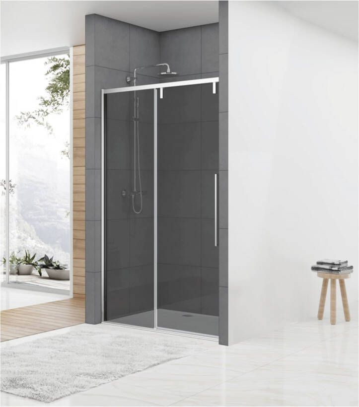 Van Rijn Products Van Rijn ST06 schuifdeur 120x200 cm rookglas 8 mm met chroom greep