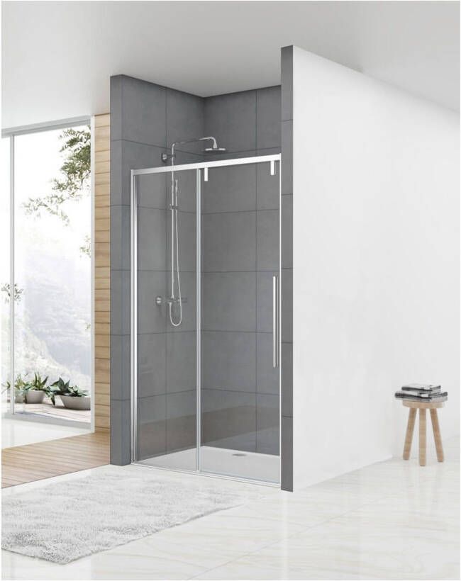 Van Rijn Products Van Rijn ST06 schuifdeur 120x200 cm helder glas 8 mm met chroom greep