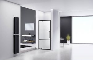 Van Rijn Products Van Rijn ST04 nisdeur 90x200 cm zwart 2 lijnen helder glas