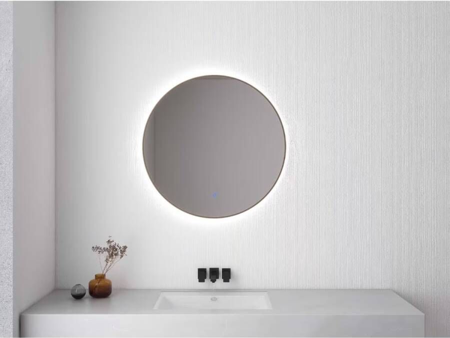 Wiesbaden Badkamerspiegel Novi | 100 cm | Rond | Indirecte LED verlichting | Touch button | Geborsteld messing