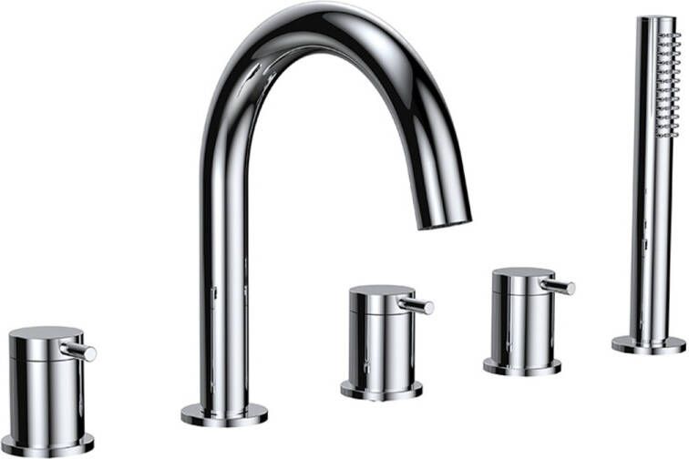 Xellanz Badkraan Caral Mengkraan Inbouw Rond Glans Chroom 3 Greeps 5 Gats met Handdouche - Foto 6