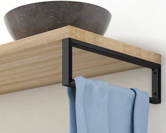 Wiesbaden Bracket ophangbeugel plankdrager vierkant 40x14 cm zwart mat
