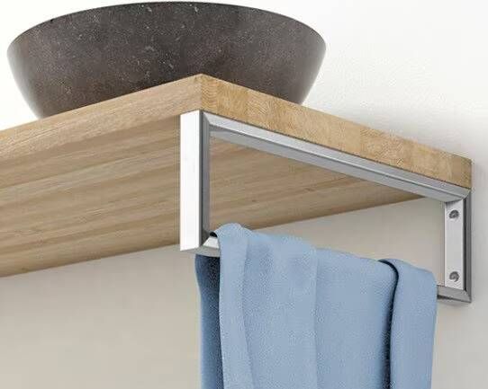 Wiesbaden Bracket ophangbeugel plankdrager vierkant 46x22 cm RVS look