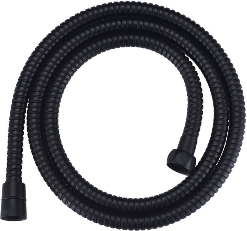 Wiesbaden Doucheslang UniMatch | 150 cm | Messing | Geribbeld | Zwart mat - Foto 2