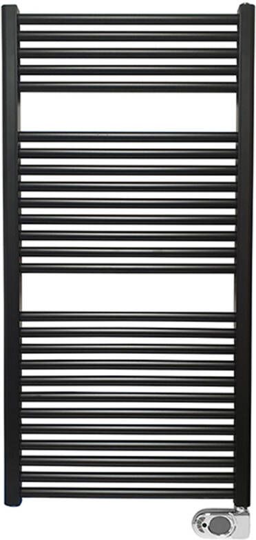 Wiesbaden Elara EL elektrische handdoek radiator 119x60 cm 700 watt zwart mat