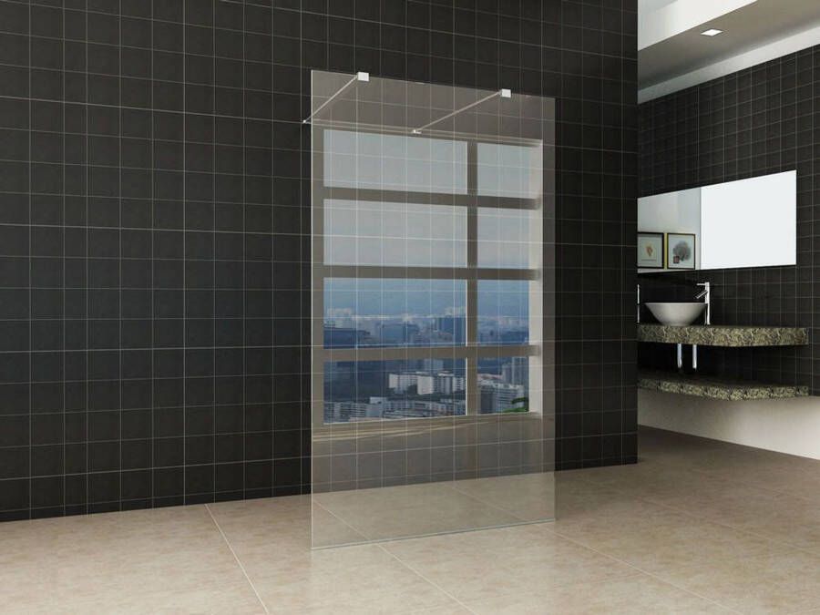 Wiesbaden Inloopdouche Miami 140x200cm Antikalk Helder Glas Vrijstaand 8mm Veiligheidsglas Easy Clean - Foto 2