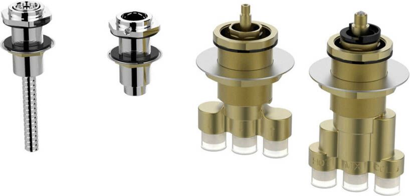 Wiesbaden Caral 4-gats thermostatische badrandcombinatie geborsteld staal - Foto 6