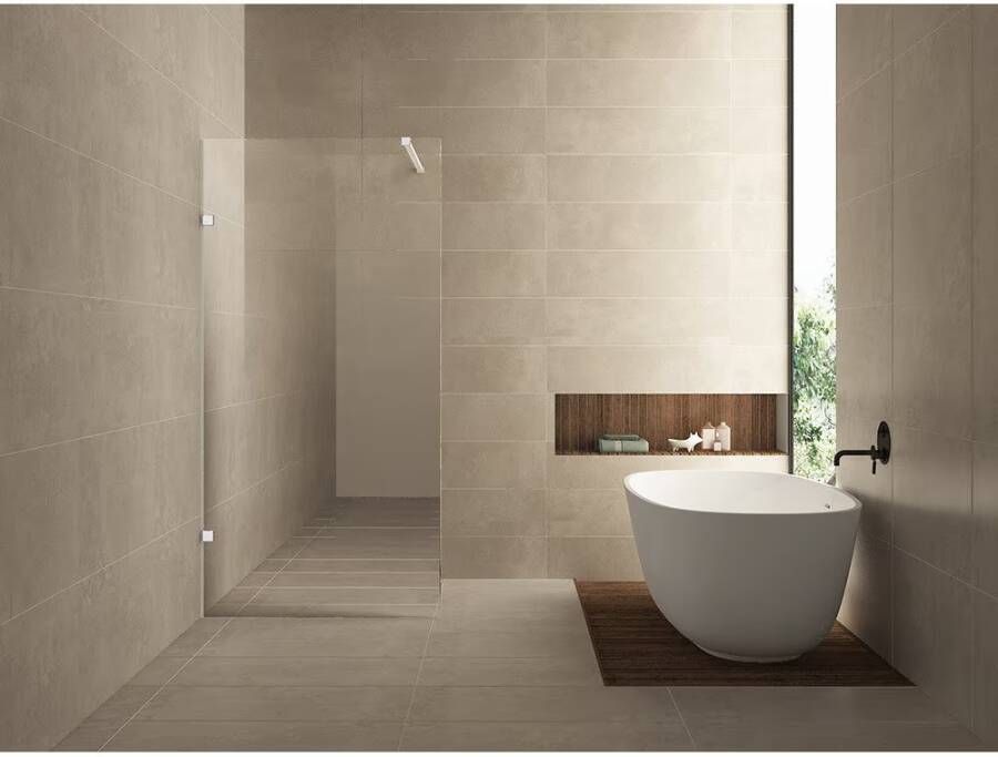 Wiesbaden Inloopdouche Less | 80x200x0.8 cm | Spiegelrook- naar helderglas | Mat wit beslag