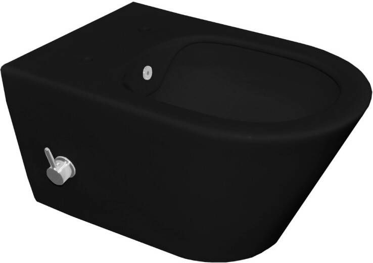 Wiesbaden Luxe bidet toilet randloos standaard model 53 cm zwart mat met koud water